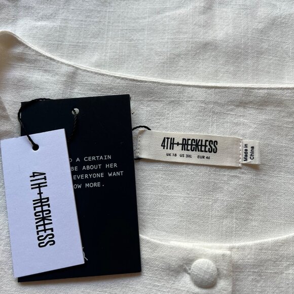 4th & Reckless Size 3XL NEW White Cotton Sleeveless Button-Down Mini Dress - Picture 11 of 16